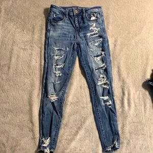 American eagle distressed mid rise jeans
